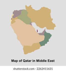 Map of Qatar in Middle East isolated vector illustration