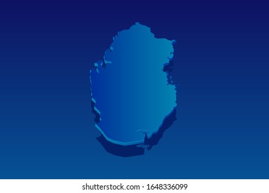 map of Qatar on blue background. Vector modern isometric concept greeting Card illustration eps 10.