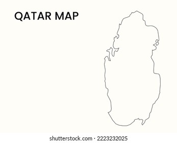 Map of Qatar, Outline Map Qatar vector Illustration, Map of Qatar with an outline. Qatar map.