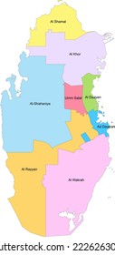 Map of Qatar with representation of administrative territorial divisions by municipalities