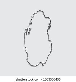 Map of Qatar with shadow on gray background.eps10