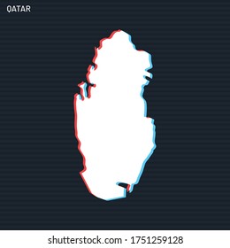 Map of Qatar Vector Design Template On Dark Background.