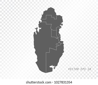 Map of Qatar , vector illustration on transparent background. Items are placed on separate layers and editable.