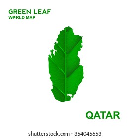 Map Of Qatar,Nature green leaf, vector illustration