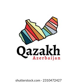 Map of qazakh administrative regions departments with icons, Azerbaijani Qazakh map