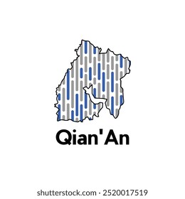 mapa de Qian Un esquema moderno y tecnología, Alta Plantilla de diseño de Ilustración vectorial detallada