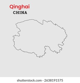 Map of Qinghai, Map of Qinghai with fill colour, Map of China state Qinghai vector illustration, China, Qinghai