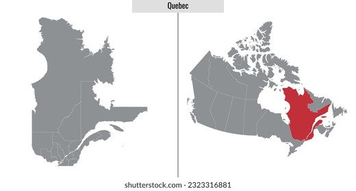 mapa de la provincia de Quebec, Canadá y ubicación en el mapa canadiense