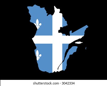 Map of Quebec and their flag illustration