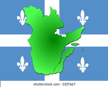 Karte von Quebec und ihre Flaggengrafik