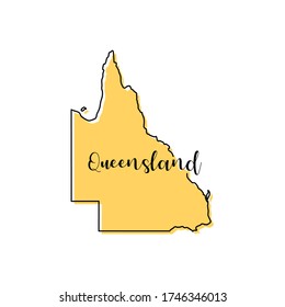 Mapa de Queensland - plantilla de diseño de vectores de Australia. Stroke Editable