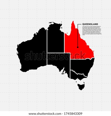 Map of Queensland - Australia vector design template