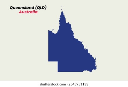 Map of Queensland, Map of Queensland with fill colour, Map of Australia state Queensland Vector Illustration, Australia.
