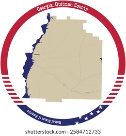 Map of Quitman County in Georgia, USA arranged in a circle.