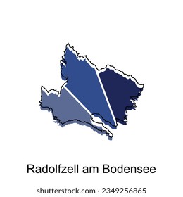 Map of Radolfzell Am Bodensee modern geometric with outline vector design, vector template colorful graphic illustration
