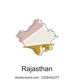 Map of Rajasthan colorful illustration design, element graphic illustration template