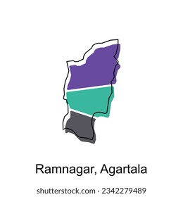 mapa de Ramnagar, esquema moderno de la ciudad de Agartala, plantilla de diseño de vectores de ilustración de alto nivel