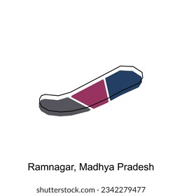map of Ramnagar, Madhya Pradesh City modern outline, High detailed illustration vector Design Template