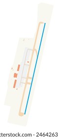 Map of Ramon Airport (Israel). IATA-code: ETM. Airport diagram with runways, taxiways, apron, parking areas and buildings. Map Data from OpenStreetMap.