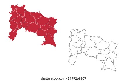 Map of Ranchi district district, Ranchi District, Jharkhand state, Republic of India, Government of Jharkhand, Indian territory, Eastern India, politics, village, tourism