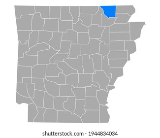 Map of Randolph in Arkansas on white