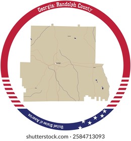 Map of Randolph County in Georgia, USA arranged in a circle.