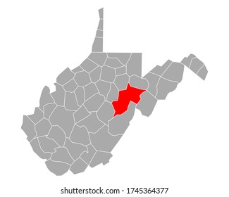 Mapa de Randolph en Virginia Occidental en blanco