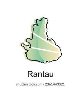 Map of Rantau City modern outline, High detailed vector illustration Design Template, suitable for your company