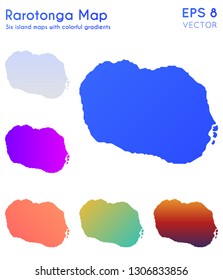 Map of Rarotonga with beautiful gradients. Authentic set of island maps. Attractive vector illustration.