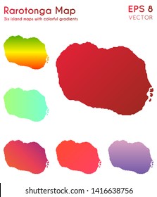 Map of Rarotonga with beautiful gradients. Authentic set of island maps. Beautiful vector illustration.