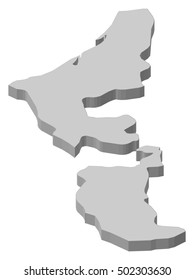 Map - Ras al-Khaimah (United Arab Emirates) - 3D-Illustration