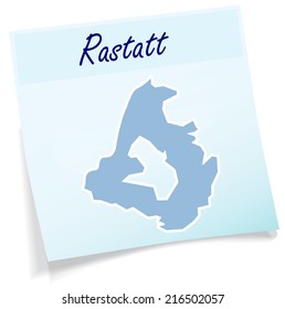 Map of Rastatt as sticky note in blue