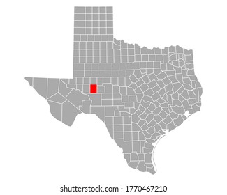 Map of Reagan in Texas on white