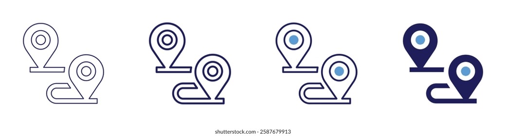 Map recommendations icon in 4 different styles. Thin Line, Line, Bold Line, Duotone. Duotone style. Editable stroke.