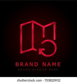Map red chromium metallic logo