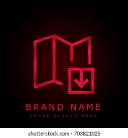 Map red chromium metallic logo