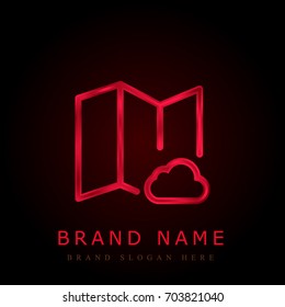 Map red chromium metallic logo