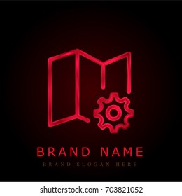 Map red chromium metallic logo