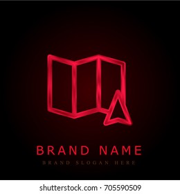 Map red chromium metallic logo