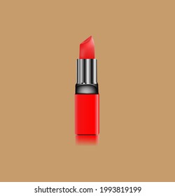 map of red color lipstick applied over the lip