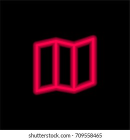 Map red glowing neon ui ux icon. Glowing sign logo vector