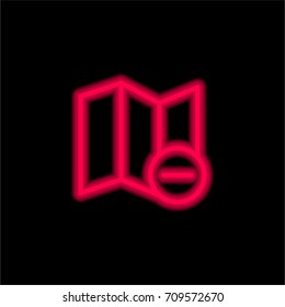 Map red glowing neon ui ux icon. Glowing sign logo vector