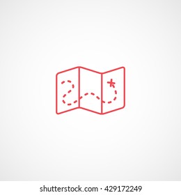 Map Red Icon On White Background