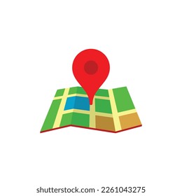 Map with a Red Pin Icon of illustrator vector a Pin Maps with a pin Location Clipart address company isolated on white, transparent background.