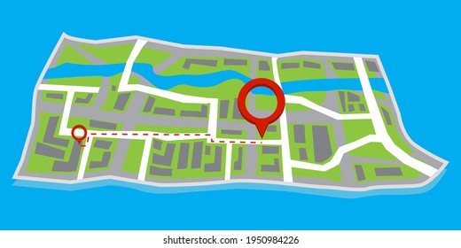 Map with red pin. World map. Abstract map with red pin for concept design. Stock image. Vector illustration. EPS 10.