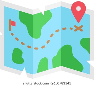Map with Red Pinpoint Marker and Route