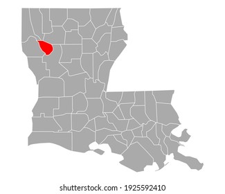Mapa del río Rojo en Luisiana en blanco