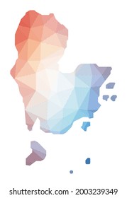 Mapa de la isla de Redang. Baja ilustración policial de la isla. Diseño geométrico con rayas. Tecnología, Internet, concepto de red. Ilustración vectorial.