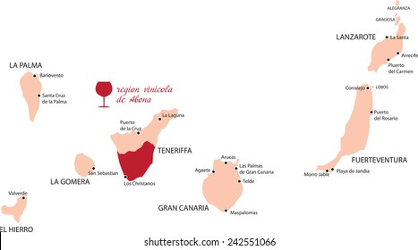 map region of abona  in Canary Islands