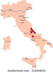 map region of abruzzo in Italya 